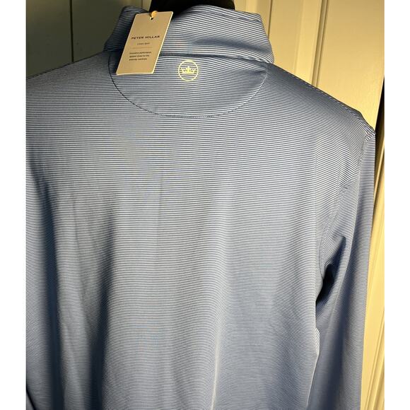 Peter Millar Woman’s Blue Quarter Zip Golf Long Sleeve Polo Large NWT Arm Logo - Picture 3 of 9
